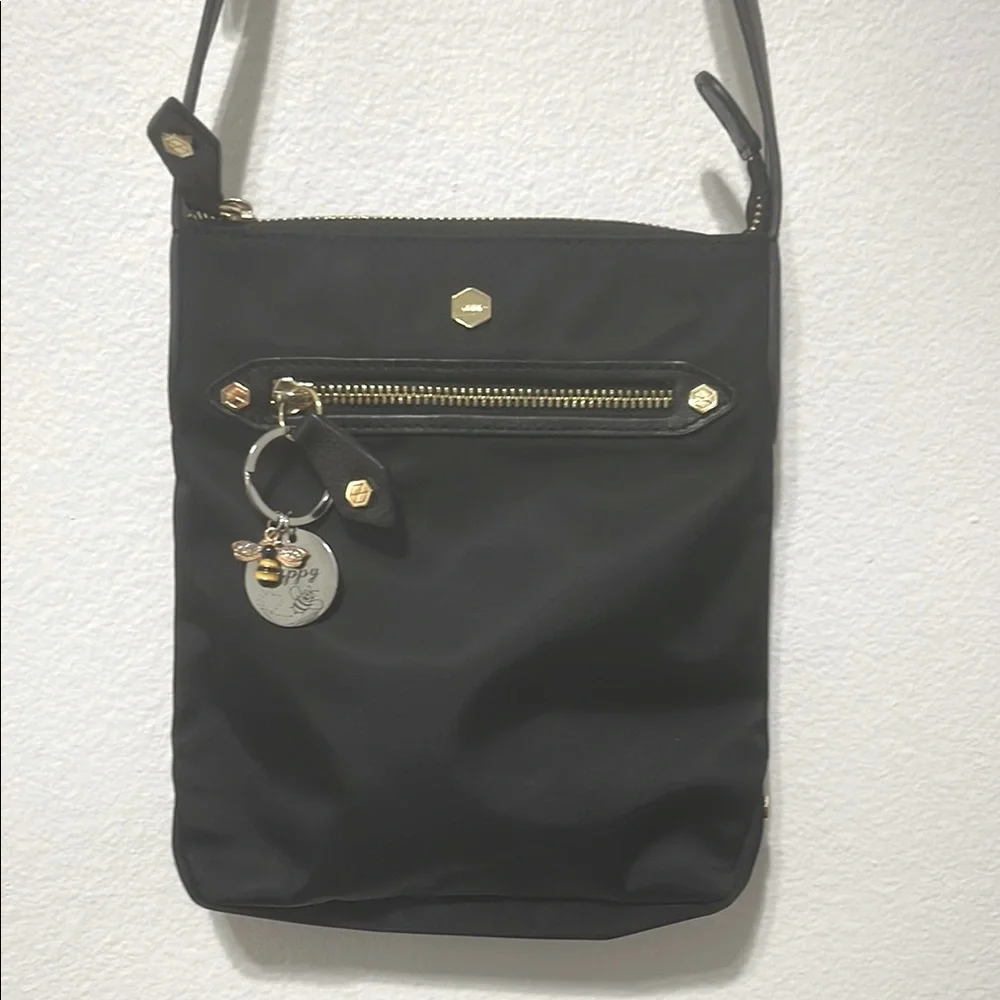 Lodis NWOT Crossbody Bag with Bee Charm adjustable straps Gold & Black